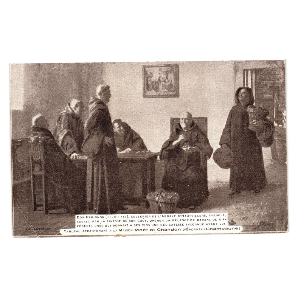 Dom Perignon Vintage Postcard Moet Chandon Champagne French Monastic Scene